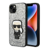 Karl Lagerfeld Glitter Flakes Ikonik Apple iPhone 14 Plus hátlap tok, ezüst