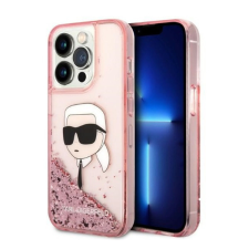 Karl Lagerfeld Glitter Karl Head Apple iPhone 14 Pro Max hátlap tok, rózsaszín tok és táska
