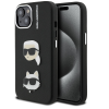 Karl Lagerfeld Grained PU K&amp;CH Heads iPhone 15 hátlap tok, fekete