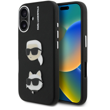 Karl Lagerfeld Grained PU K&amp;CH Heads iPhone 16 hátlap tok, fekete tok és táska