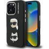 Karl Lagerfeld Grained PU K&amp;CH Heads iPhone 16 Pro Black tok (KLHCP16LPSFDHPK)