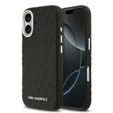Karl Lagerfeld Grained PU Repeated Logo MagSafe Tok iPhone 17 készülékhez fekete tok és táska