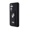 Karl Lagerfeld Gripstand Saffiano Karl&amp;Choupette Pins Samsung Galaxy S24 tok, fekete