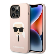 Karl Lagerfeld Head Liquid szilikon hátlap tok Apple iPhone 14 Pro, rószaszín tok és táska