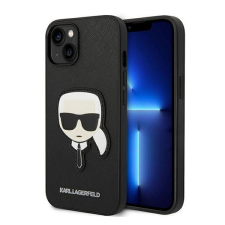Karl Lagerfeld Head Saffiano bőr hátlap tok Apple iPhone 14 Plus, fekete tok és táska