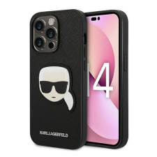 Karl Lagerfeld Head Saffiano bőr hátlap tok Apple iPhone 14 Pro, fekete tok és táska