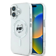 Karl Lagerfeld IML Choupette Head Metal Frame MagSafe tok iPhone 16 készülékhez átlátszó tok és táska