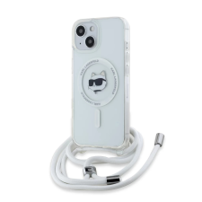 Karl Lagerfeld IML Crossbody MagSafe hátlaptok iPhone 15 Choupette fej átlátszó tok és táska