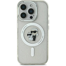 Karl Lagerfeld IML Glitter Karl and Choupette iPhone 16 Pro átlátszó MagSafe tok tok és táska