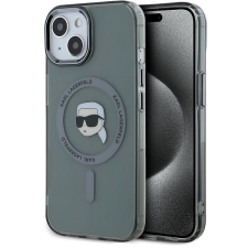 Karl Lagerfeld IML Karl Head Metal Frame MagSafe iPhone 15 Pro Black tok tok és táska