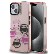 Karl Lagerfeld IML Multi K&CH Heads iPhone 15 hátlap tok, rózsaszín tok és táska
