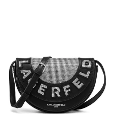 Karl Lagerfeld Karl Lagerfeld fekete bőr crossbody táska kristályokkal kézitáska és bőrönd