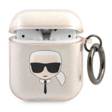 Karl Lagerfeld KLA2UKHGD AirPods arany csillogós tok Karl Lagerfeld fej audió kellék