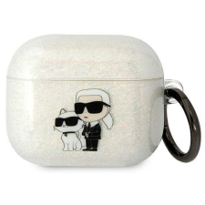 Karl Lagerfeld KLA3HNKCTGT Airpods 3 fedél átlátszó Gliter Karl&Choupette fülhallgató, fejhallgató tok
