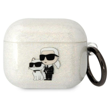 Karl Lagerfeld KLA3HNKCTGT Airpods 3 tok átlátszó Glitter Karl&amp;Choupette audió kellék