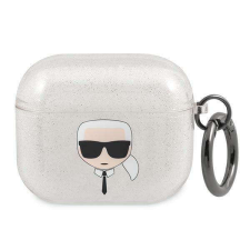 Karl Lagerfeld KLA3UKHGS AirPods 3 ezüst csillogós tok Karl Lagerfeld fej tok és táska