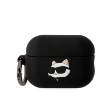Karl Lagerfeld KLAP2RUNCHK AirPods Pro 2 fekete szilikon tok 3D Choupette fej fülhallgató, fejhallgató tok