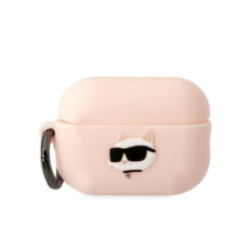 Karl Lagerfeld KLAP2RUNCHP AirPods Pro 2 tok rózsaszín/rózsaszín szilikon Choupette Head 3D audió kellék