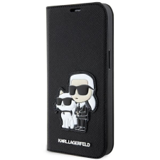 Karl Lagerfeld KLBKP14SSANKCPK iPhone 14 6.1&quot; könyvtok fekete Saffiano Karl &amp; Choupette tok és táska