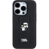 Karl Lagerfeld KLHCN61GSAKCPK iPhone 11 6.1" Fekete Keménytok Gripstand Saffiano Karl&Choupette Kitűző (KF001903)