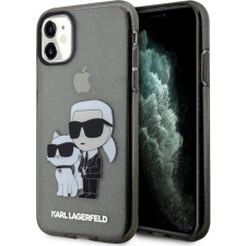 Karl Lagerfeld KLHCN61HNKCTGK iPhone 11 6,1" Fekete Keménytok Csillogó Karl&Choupette (KLD1516) tok és táska