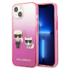 Karl Lagerfeld KLHCP13STGKCP iPhone 13 mini 5,4" keménytok rózsaszín színátmenetes ikonikus Karl &amp; Choupette tok