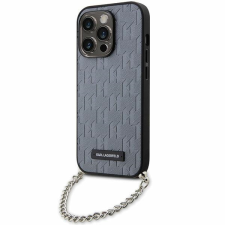 Karl Lagerfeld KLHCP14LSACKLHPG iPhone 14 Pro 6.1&quot; ezüst keménytok Saffiano monogramos lánccal tok és táska