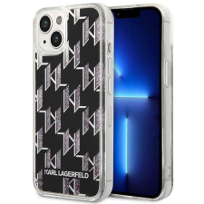 Karl Lagerfeld KLHCP14SLMNMK iPhone 14 6.1 &quot;kemény tok fekete Folyékony csillogó monogram tok és táska