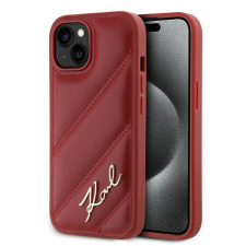 Karl Lagerfeld KLHCP15SPQDSMGR Diagonal Quilted Script tok iPhone 15/14/13 - piros tok és táska