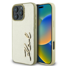Karl Lagerfeld KLHCP16LPFMFBKMD Metal Signature keménytok iPhone 16 Pro - arany színű tok és táska
