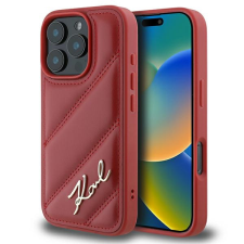 Karl Lagerfeld KLHCP16LPQDSMGR Quilted Signature keménytok iPhone 16 Pro - piros tok és táska