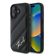 Karl Lagerfeld KLHCP16MPQDSMGK Quilted Signature keménytok iPhone 16 Plus - fekete tok és táska