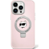 Karl Lagerfeld KLHMP15LHMRSCHP iPhone 15 Pro 6.1" Rózsaszín Keménytok Gyűrűs Állvány Choupette Head Magsafe (KF001829)