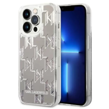 Karl Lagerfeld Liquid Glitter Monogram Apple iPhone 14 Pro Max hátlap tok ezüst tok és táska