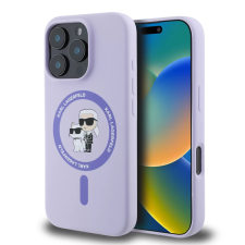 Karl Lagerfeld Liquid Silicone MagSafe tok iPhone 16 Pro Karl and Choupette lila tok és táska
