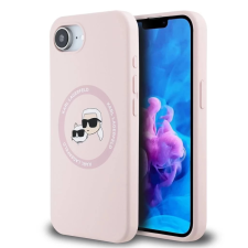 Karl Lagerfeld Liquid Silicone MagSafe tok iPhone 16e Karl and Choupette rózsaszín tok és táska
