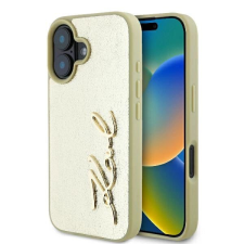 Karl Lagerfeld Metal Signature tok iPhone 16 - arany színű tok és táska