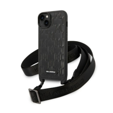 Karl Lagerfeld Monogram Plaque Logo Strap Apple iPhone 14 Plus hátlap tok, fekete tok és táska