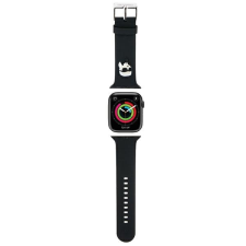 Karl Lagerfeld óraszíj KLAWLSLKNK Apple Watch 42/44/45mm fekete szíj 3D gumiból Karl fej tok okosóra kellék