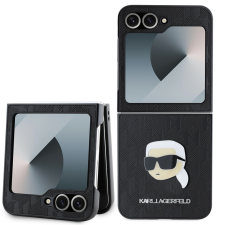 Karl Lagerfeld PU Saffiano Monogram Karl Head Samsung Z Flip6 tok, fekete tok és táska