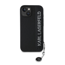 Karl Lagerfeld PU Saffiano Rhinestone Charm Apple iPhone 15 hátlap tok, fekete tok és táska