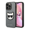 Karl Lagerfeld Saffiano Choupette Head Patch Apple iPhone 14 Pro hátlap tok, ezüst