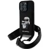 Karl Lagerfeld Saffiano Crossbody Karl and Choupette iPhone 16 Pro Max fekete keresztpántos tok