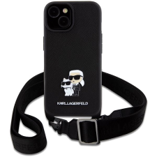 Karl Lagerfeld Saffiano Crossbody Metal Karl and Choupette iPhone 15 fekete tok tok és táska
