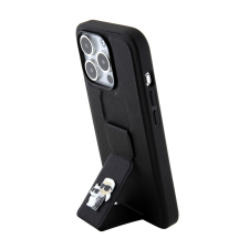 Karl Lagerfeld Saffiano Grip Stand Metal Logo Case for iPhone 15 Pro Max fekete (KLHCP15XGSAKCPK) tok és táska
