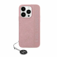 Karl Lagerfeld Saffiano Rhinestones &amp; Charm tok iPhone 15 Pro Max - rózsaszín tok és táska