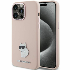 Karl Lagerfeld Silicone Choupette fém tűs tok iPhone 15 Pro-hoz - rózsaszín tok és táska