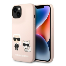 Karl Lagerfeld Silicone Karl &amp; Choupette Apple iPhone 14 Magsafe hátlap tok, halvány rózsaszín tok és táska