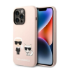 Karl Lagerfeld Silicone Karl &amp; Choupette Apple iPhone 14 Pro Max Magsafe hátlap tok, halvány rózsaszín