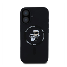 Karl Lagerfeld Silicone KC Heads Ring Apple iPhone 16 hátlap tok, fekete KLHMP16SSCMKCRHK tok és táska